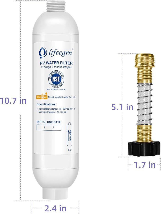 lifeegrn RV Water Filter with Hose Protector, Inline Water Filter, Chlorine and - Image 5
