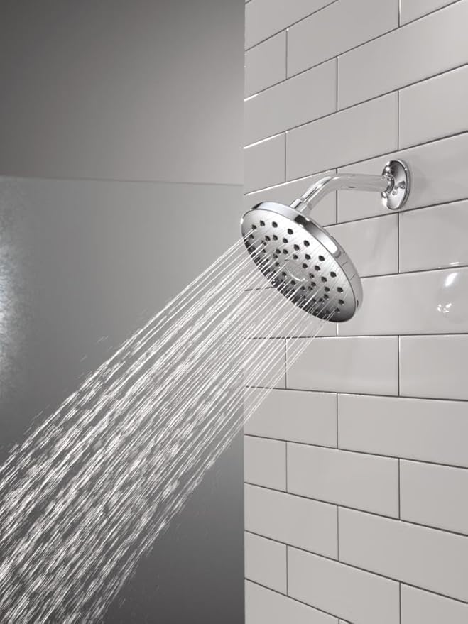 Delta PivotPro Chrome Rain Showerhead, Single Setting 7 Inch Round Shower Head, Showerheads, 1.75 GPM Flow Rate, Chrome 75104