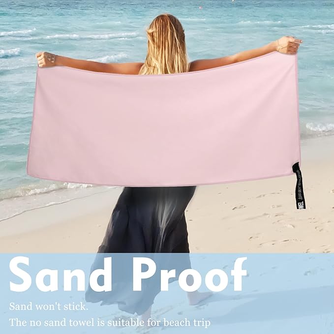 Microfiber Travel Towel, Soft Lightweight Quick Dry Towel, Super Absorbent Compact Travel & Sports & Beach Towels for Camping, Backpack, Gym, Swimming, Yoga, Hiking (S:16"×32" -Pink)