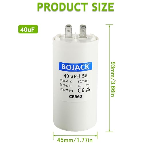 BOJACK CBB60 40uF 450 Volt 50/60Hz AC Capacitor Round Run Start Capacitor - Image 2