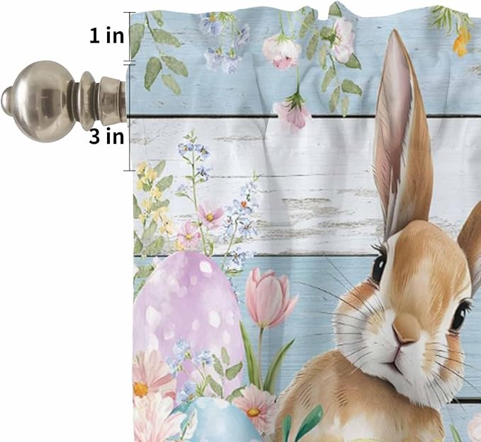 Kitchen Curtains Tiers and Valance Set of 3, Easter Light Filtering Window - Image 5