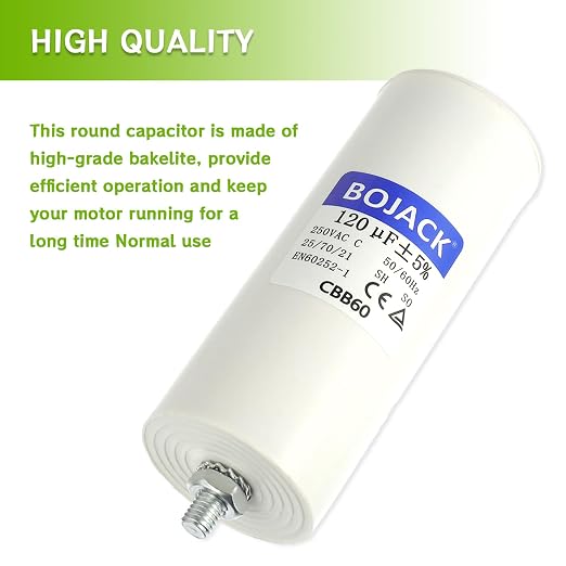 BOJACK CBB60 120 uF mfd ±5% 250v Volt 50/60Hz AC Capacitor Round Run Start - Image 6