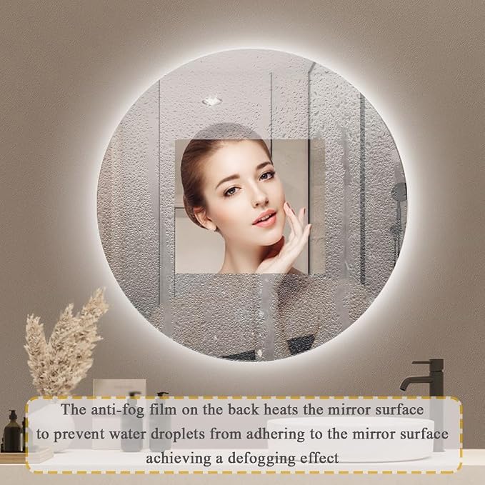 LTSRLL Frameless Illuminated LED Bathroom Wall Mirror - Image 7