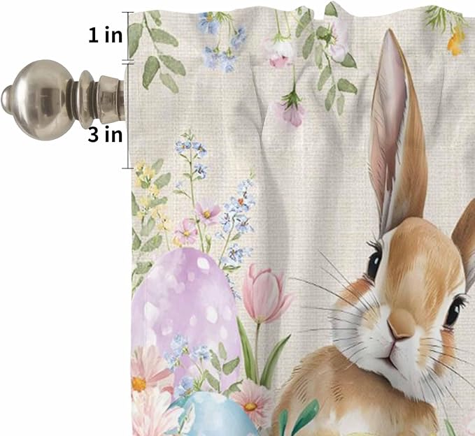 Kitchen Curtains Tiers and Valance Set of 3, Easter Light Filtering Window - Image 5