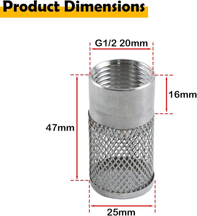 Dia Hose Inlet Suction Strainer Filter, Stainless Steel Water Pump Filter - Image 6