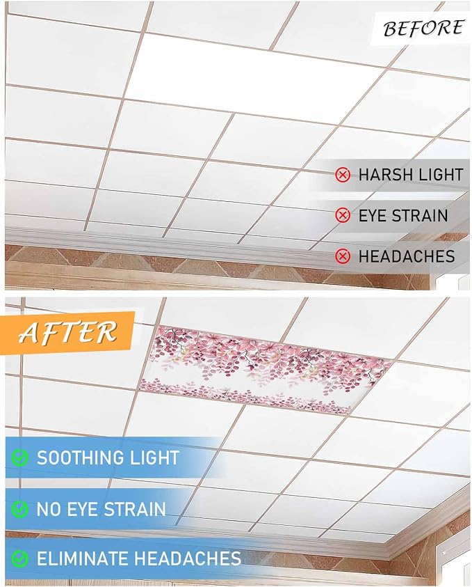 3 Pack Fluorescent Light Cover for Classroom Ceiling Light, Berry Branch Plant - Image 6