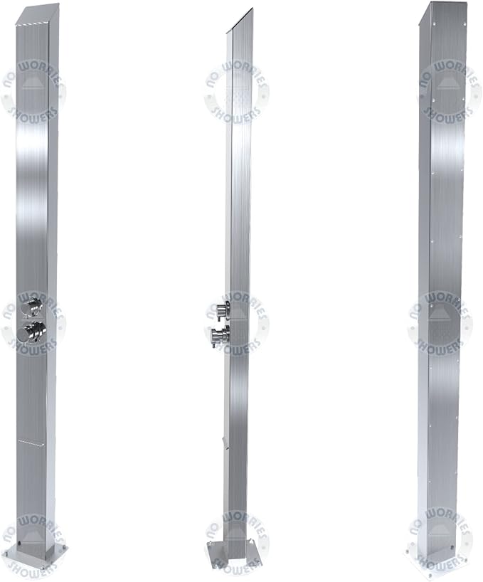 Outdoor Shower Toorak 316 Marine Grade Stainless Steel Panel-No Rust! Perfect for Swimming Pools, Backyards, Beach Houses, Resorts. Hot & Cold Water Connections, Wall Mounted or Freestanding Options