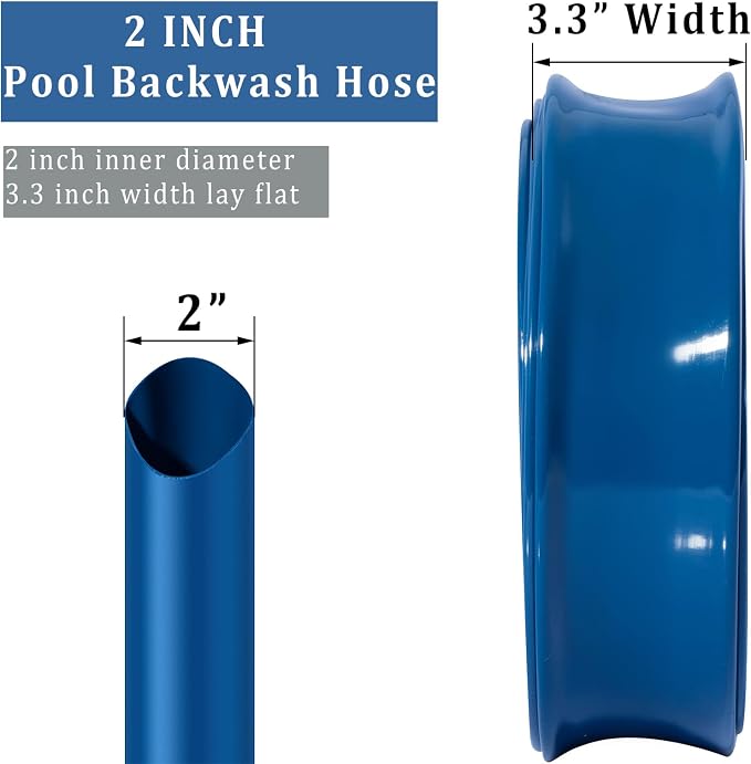 Pool Backwash Hose 2 inch × 50 ft Thicken Blue Water Discharge Pipe Lay Flat - Image 2