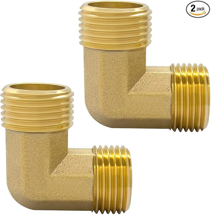 Hooshing 2PCS Brass Pipe Fitting 90 Degree Elbow 3/4 Inch NPT Male x 3/4 Inch by Hooshing