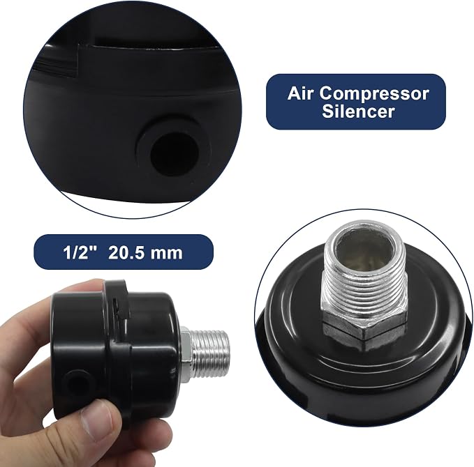 2 Pcs Air Compressor Silencer, 1/2 Inch Thread Intake Filter Muffler, 20 mm Air - Image 4