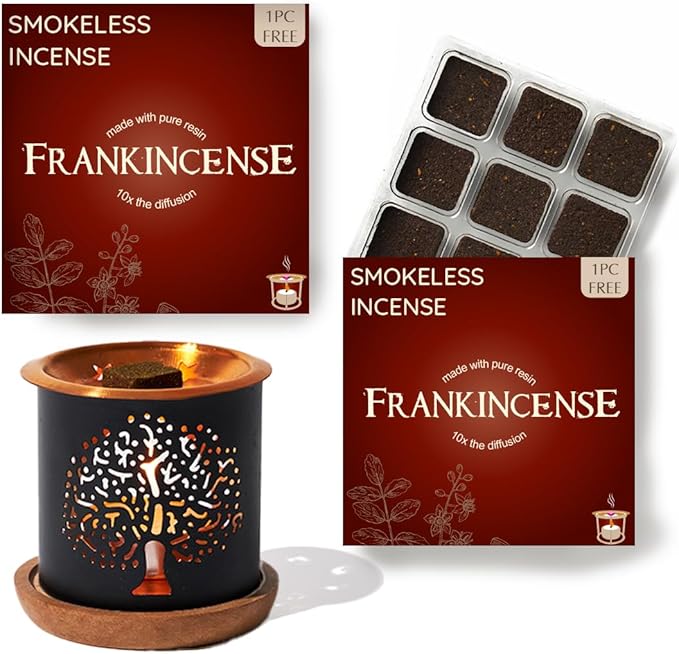 Frankincense Incense Bricks & Tree of Life Exotic Burner by Aromafume | 2 Trays by Aromafume