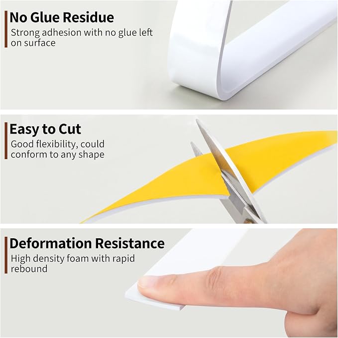Yotache White Foam Seal Strips Tape 1" X1/8", High Density Closed Cell Foam - Image 6