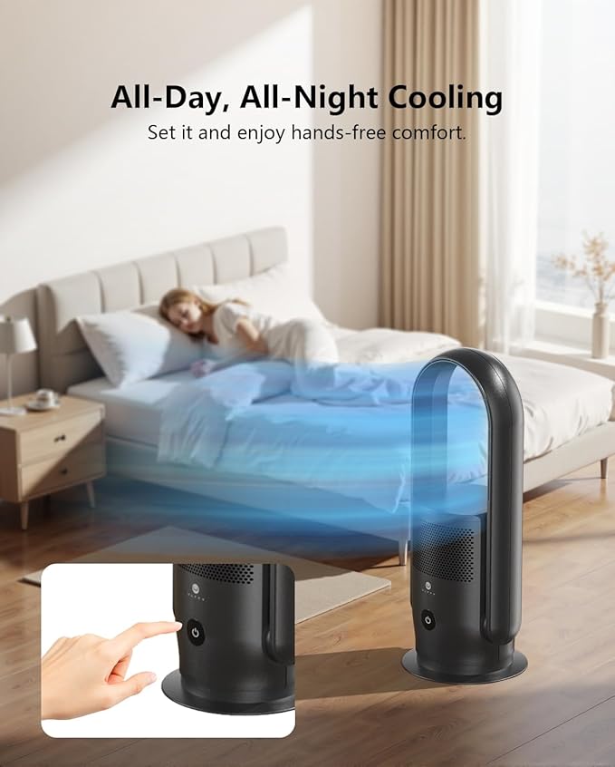 ULTTY Bladeless Tower Fan and Air Purifier Combo, Quiet Oscillating Fan - Image 7