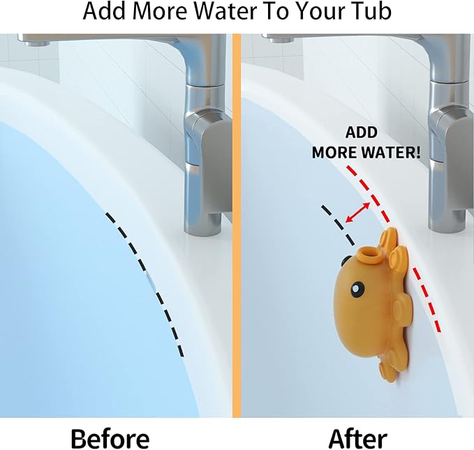 Bathroom Bathtub Overflow Drain Cover- Silicone Bath Tub Drain Cover, Tub Overflow Drain Stopper with Suction Cup Seal, Adds Inches of Water for Deeper Bath, Bathroom Accessories, Yellow