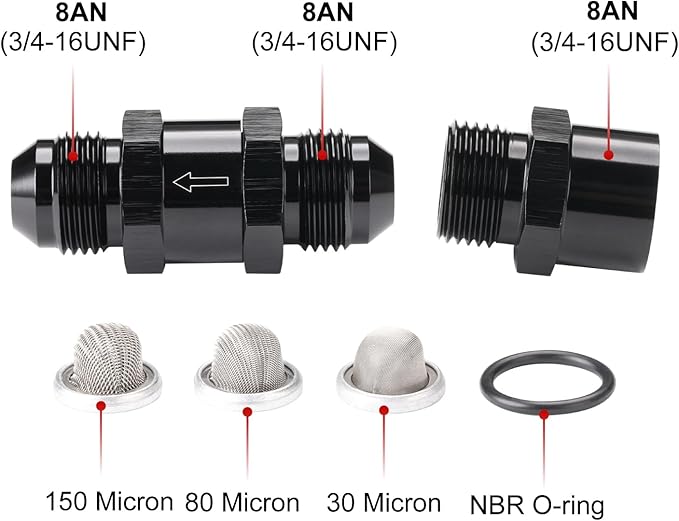 8AN Inline Fuel & Oil Feed Filter Set - Image 2