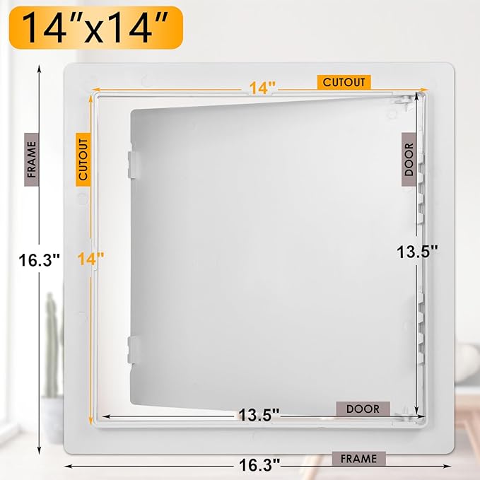 Suteck Plumbing Access Panel for Drywall Ceiling 14x14 Inch Reinforced Plastic Wall Access Doors Removable Hinged White