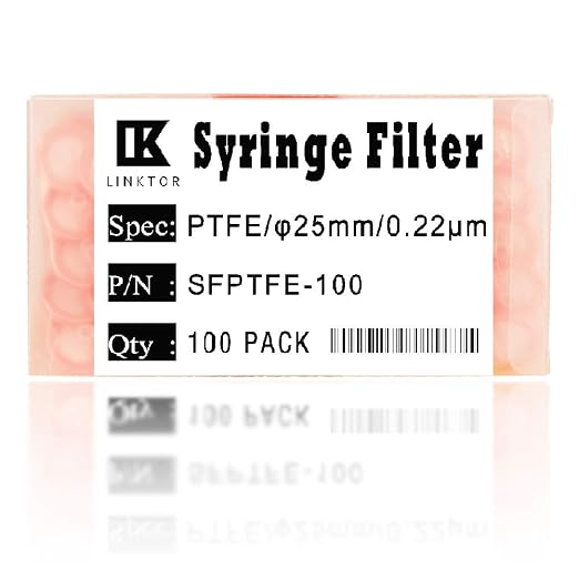 LINKTOR Syringe Filter Nylon Orangnic Filtration, 25mm Diameter 0.22um Pore by LINKTOR