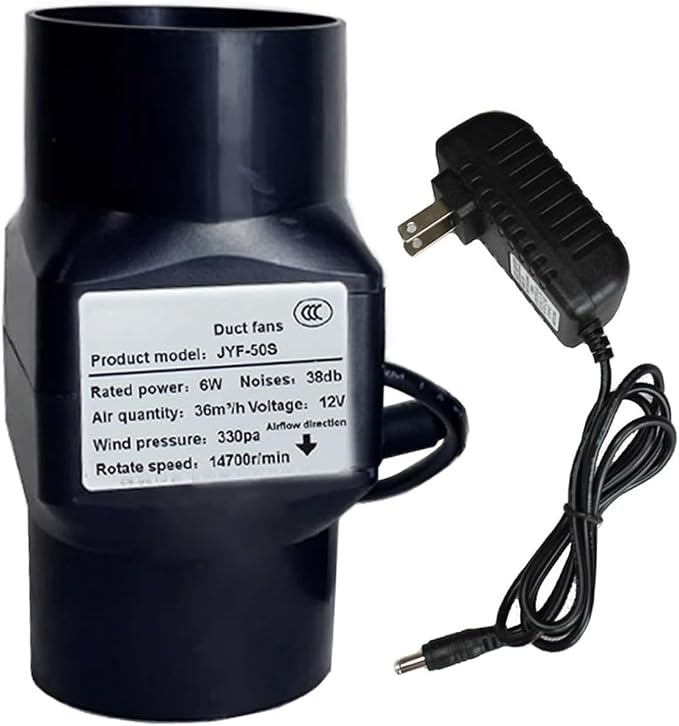 2 Inch Inline Duct Fan with Speed Controller 12V 6w Air Cooling Exhaust Blower by Unknown