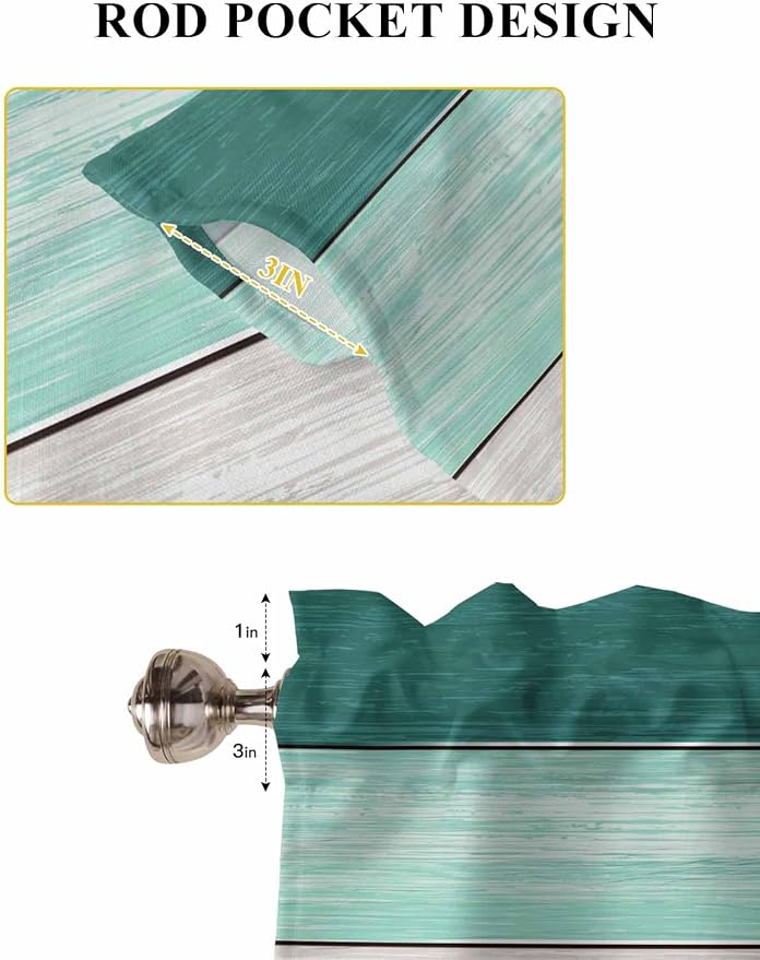 Retro Farm Woodcuts Texture Window Valance Curtains, 2 Panel - Image 4