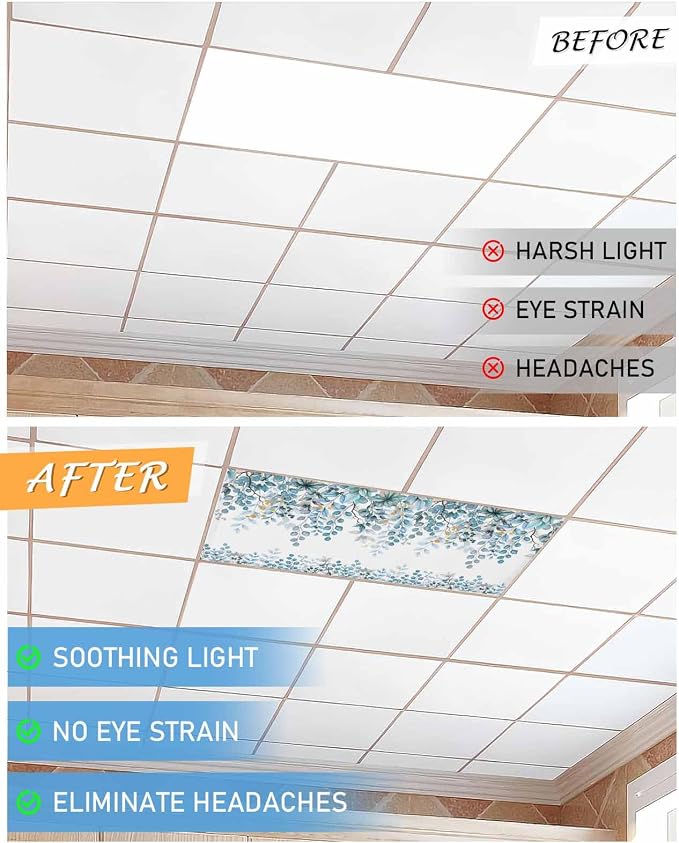 2 Pack Fluorescent Light Cover for Classroom Ceiling Light, Teal Blue - Image 6