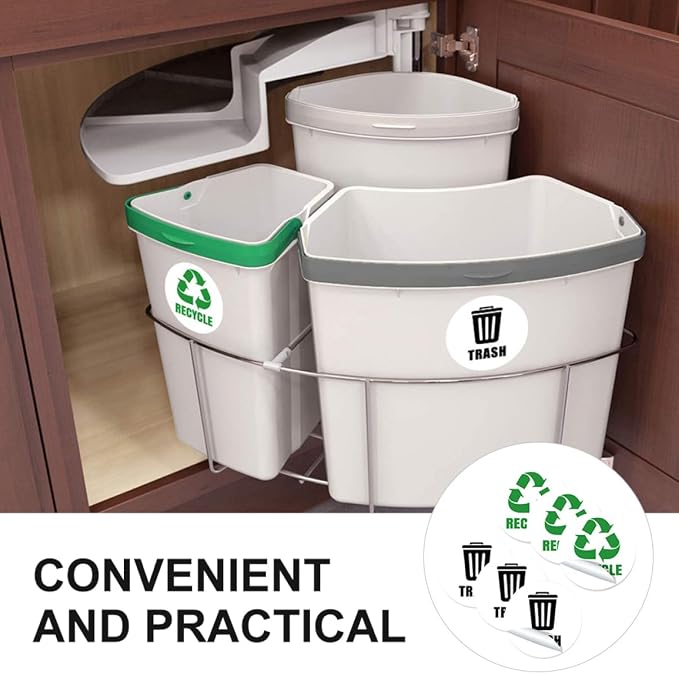 Waste Sorting Decal for Bins Reminding Stickers for Kitchen Garbage Can Labels - Image 4