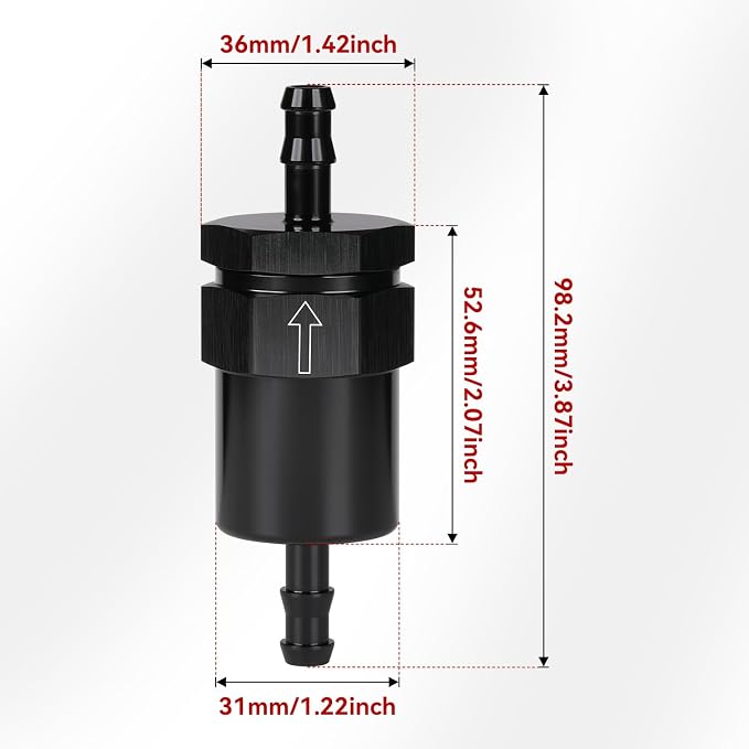 5/16" Billet Inline Fuel Filter 30 Micron Aluminum Black - Image 2