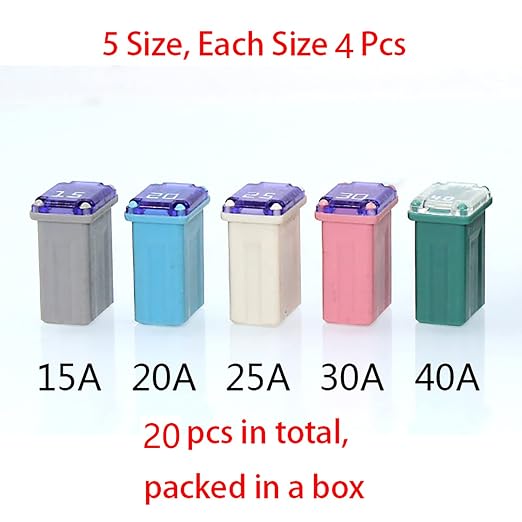 20 Pack Car Micro Cartridge Fuses Kit, 32V 15amp 20amp 25amp 30amp 40amp - Image 5