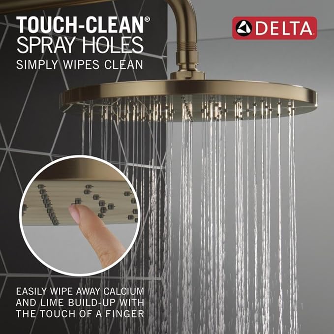 Delta Faucet Modern Raincan Round Single-Function Tub and Shower Trim Kit Gold, Tub Faucet Set, Rainfall Shower Head Gold, Delta Shower Kit, Champagne Bronze T14469-CZ-PP (Valve Not Included)