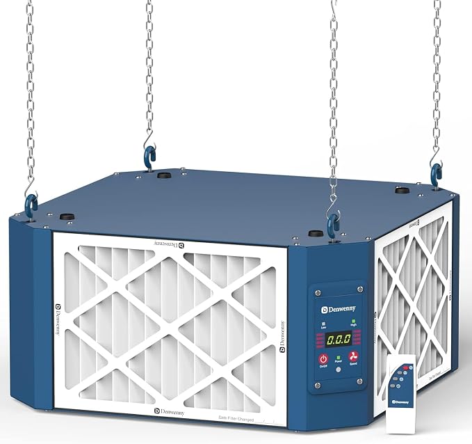360 Degree Intake Air Filtration System Woodworking, 1050 CFM Hanging Air Filter by Denwenny