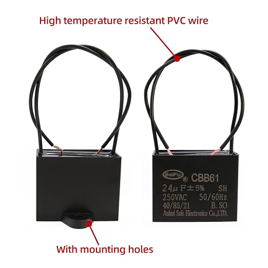 CBB61 Capacitor 24uf 250V AC Ceiling Fan 2 Wire 50/60Hz - Image 3