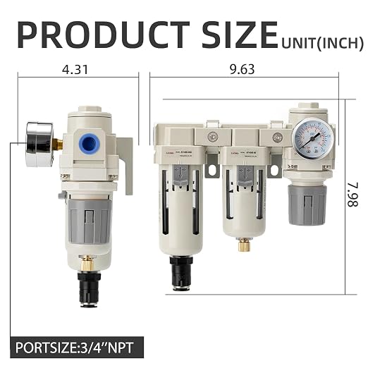 Air Pressure Regulator, Air Moisture Filter 3/4 NPT, Air Compressor Water - Image 3