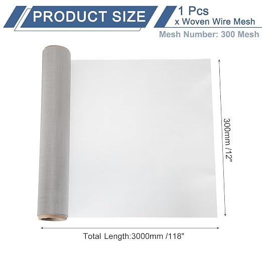 uxcell 300 Mesh 118" x 12" Woven Wire Mesh, 304 Stainless Steel Air Vent Filter - Image 2