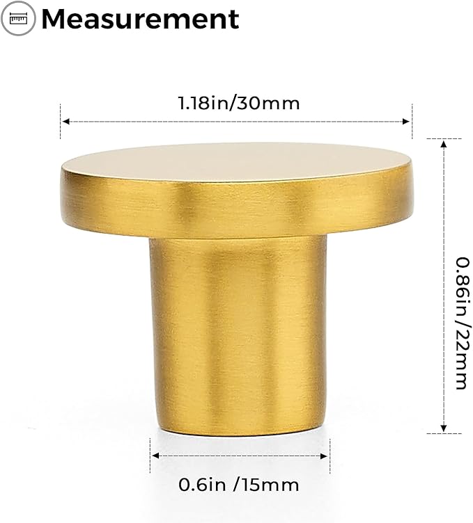 Ravinte 1 Pack Cabinet Knobs Gold Kitchen Cabinet Knobs Round Dresser Drawer Pulls Closet Door Pulls 1-1/5 Inch
