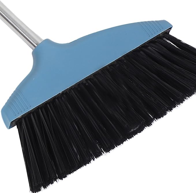 BESPORTBLE Soft Bristle Broom Dustpan Set Blue Floor Sweeping Broom Non-Stick - Image 3