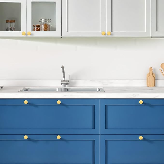 Ravinte 30 Pack Cabinet Knobs Gold Kitchen Cabinet Knobs Round Dresser Drawer Pulls Closet Door Pulls 1-1/5 Inch