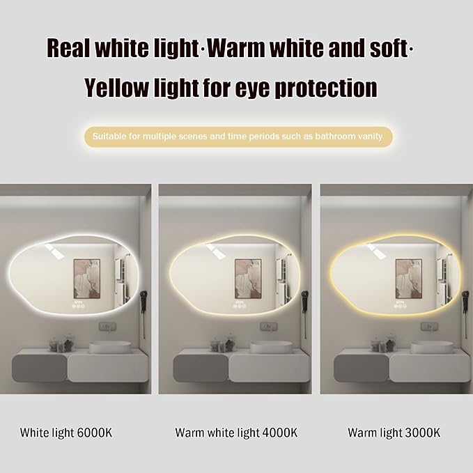 JSLJDM 800 mm Illuminated Backlit LED Bathroom Mirror, Wall Mounted - Image 3