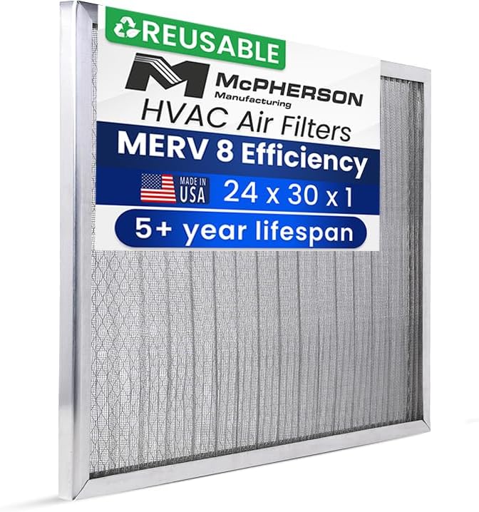 McPherson Reusable Air Filter 24x30x1 | Washable MERV 8 | Made in USA Metal by McPhersonManufacturing