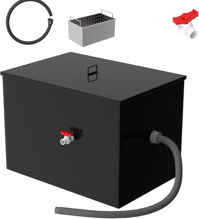 40 LBS Commercial Grease Trap Carbon Steel Interceptor, 15 GPM Flow Rate Under by Unknown