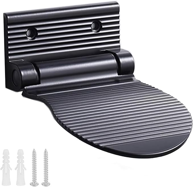 Shower Foot Rest, Shaving & Washing Foot Rest, Heavy Duty Aluminum Alloy Shaving Shelf Fold-Up for Shaving Legs (Black)