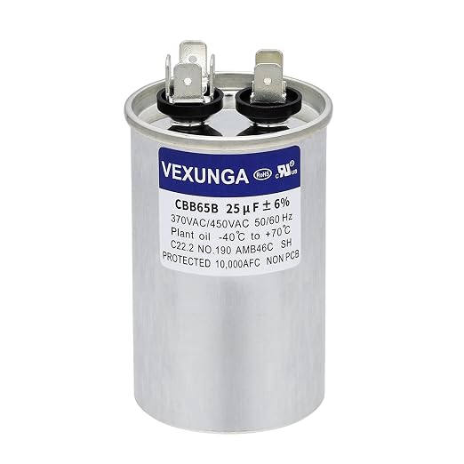VEXUNGA 25uF 25 MFD 370VAC 440VAC 450VAC 50/60Hz CBB65 C65R Run Start Capacitor by VEXUNGA