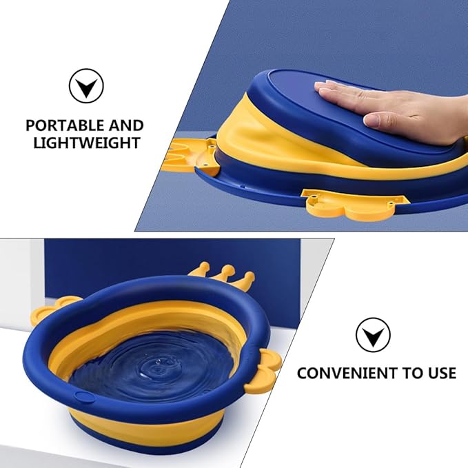 Portable Cartoon Washbasin for Lightweight Foldable PP Basin with Smooth Safe Surface Clean Bath Tub for Newborn Boys