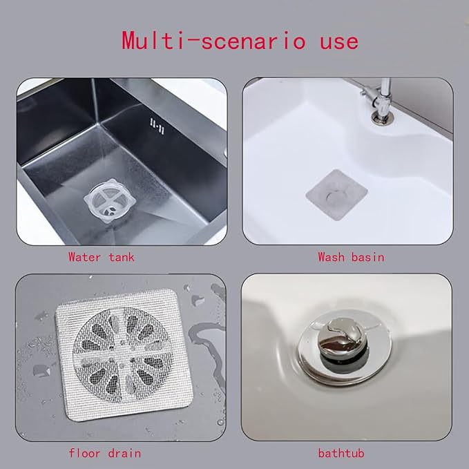 Disposable Floor Drain Sticker, Hair Drain Catcher, Shower Drain Square Mesh - Image 2