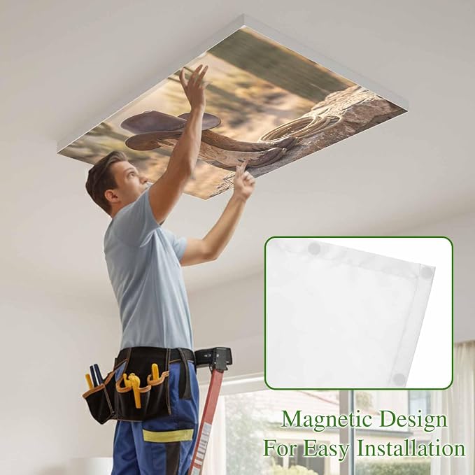 1 Pack Fluorescent Light Cover, Cowboy Western Light Covers - Image 3