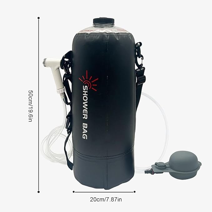 Portable Solar Shower 12 L – Waterproof Shower Bag with Removable Hose and Interchangeable Knob | Ideal for Walking, Swimming, Travel, Camping