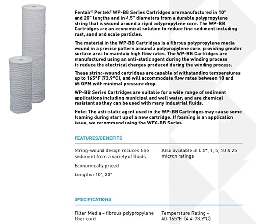 Pentair Pentek WP5BB97P Big Blue Sediment Water Filter, Whole House - Image 2