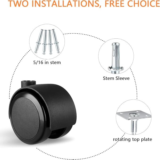 2 inch Caster Wheels 5/16 inch Valve stem and Rotating top Plate Installation - Image 2