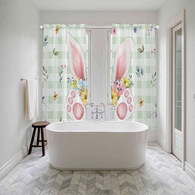 Easter Window Curtains 72 Inch Long 2 Panel Set, Rod Pocket Long Curtains & - Image 5