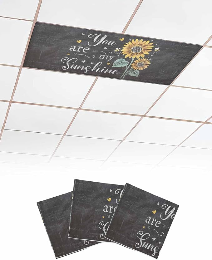 3 Pack Retro Sunflower Fluorescent Light Covers You are My Sunshine Yellow by Unknown