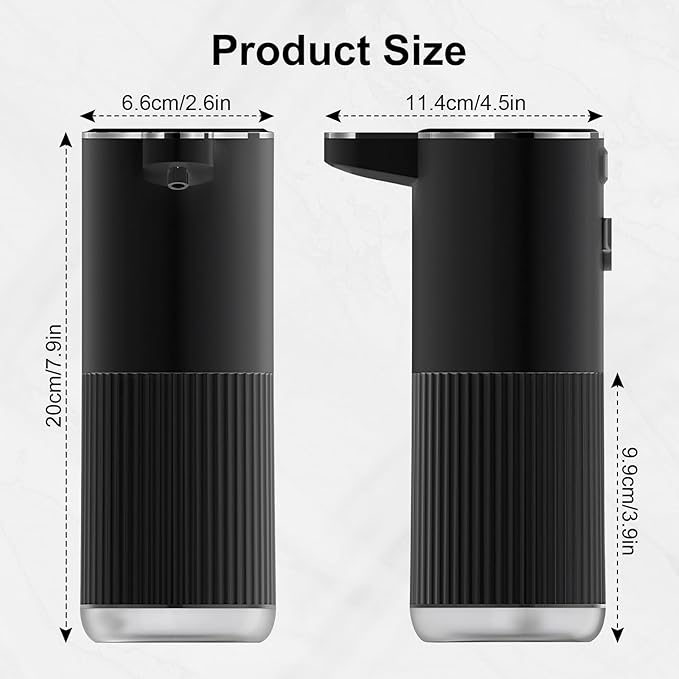 GuDoQi Automatic Touchless Foaming Soap Dispenser, 4-Level Adjustable Foam, USB Rechargeable Hand Soap Dispenser for Bathroom, Kitchen Countertops, 12.2oz/360mL, Black