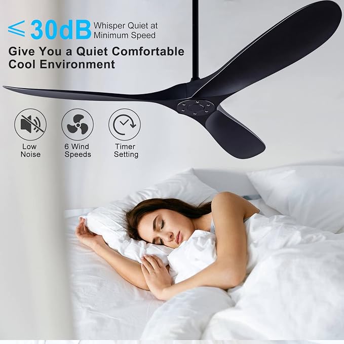 QUTWOB 60" Ceiling Fan with Remote Control No Lights, Modern Reversible DC - Image 3
